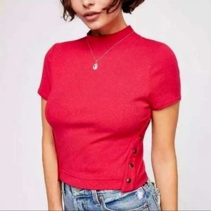 Free People Cropped Side Button Top